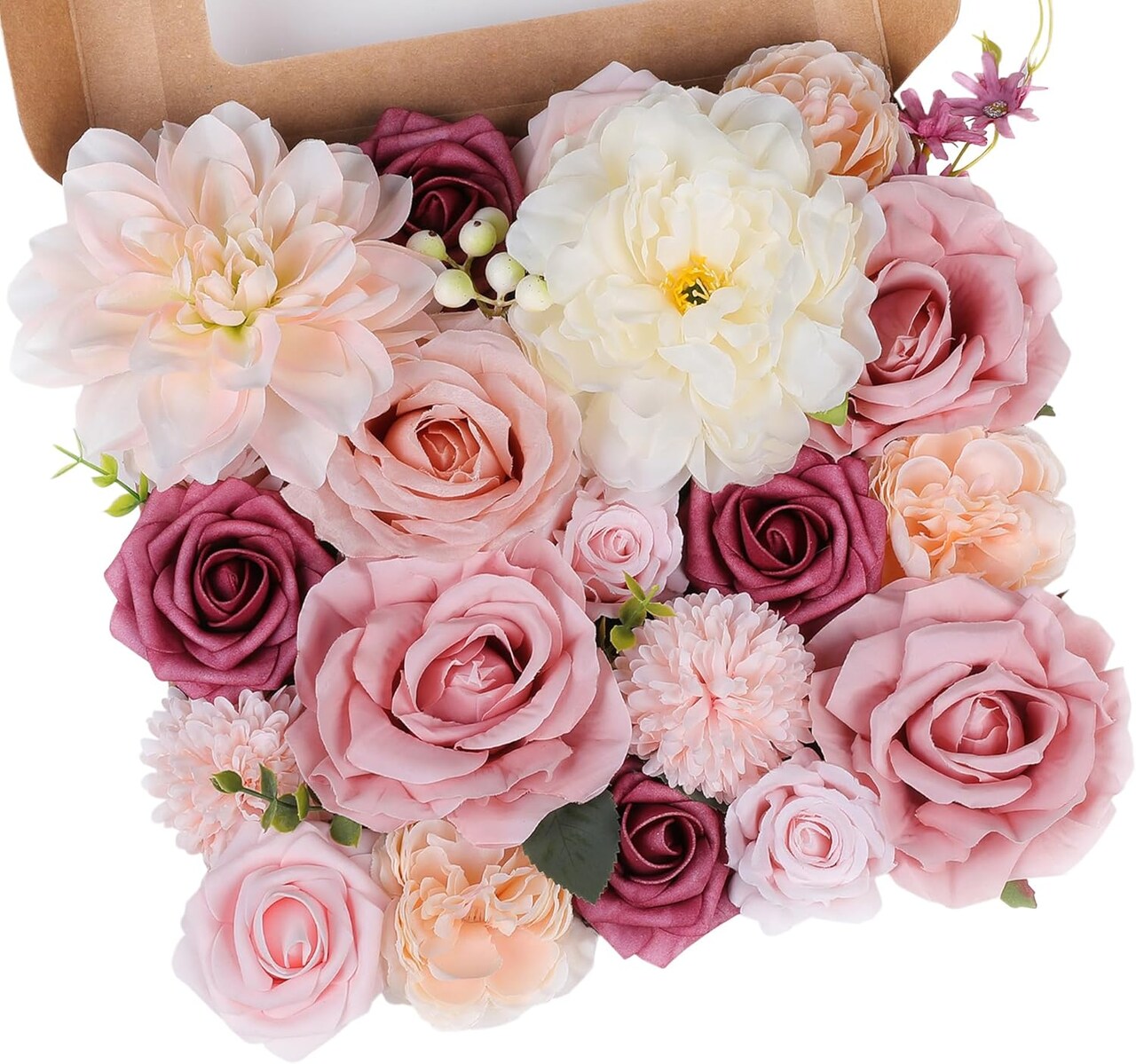 Rose Artificial Flower Combo – Pink Silk Roses with Stems for DIY Bridal Bouquets, Wedding Centerpieces, Table Arrangements, Party, Baby Shower & Home Décor (Champagne Pink)